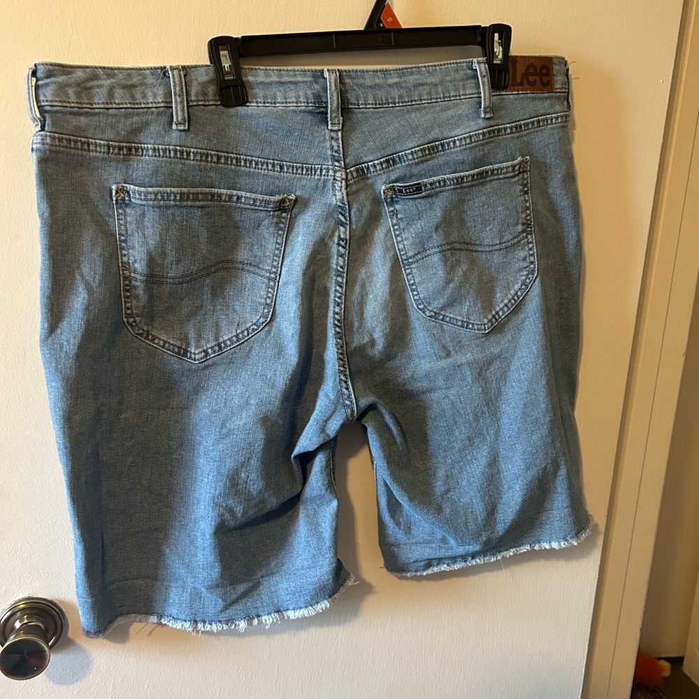 Lee Blue Jean Shorts with Frayed Hem - Picture 8 of 10